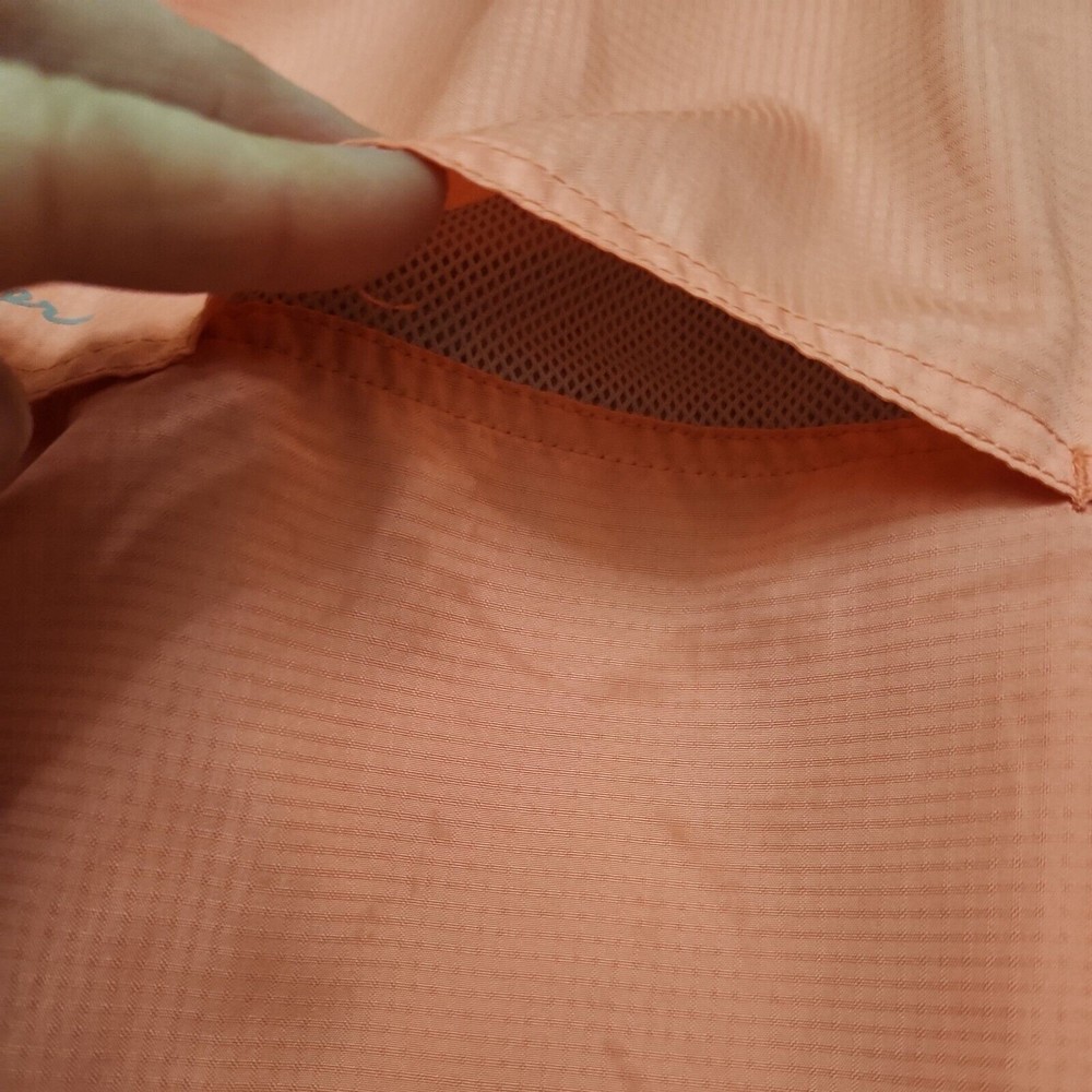 Eddie Bauer Fishing Hiking Vented Men Button Shirt M Coral Pink Roll Tab Sleeves - Picture 8 of 9